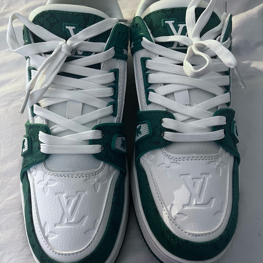 Louis Vuitton Emerald and White Athletic Shoes